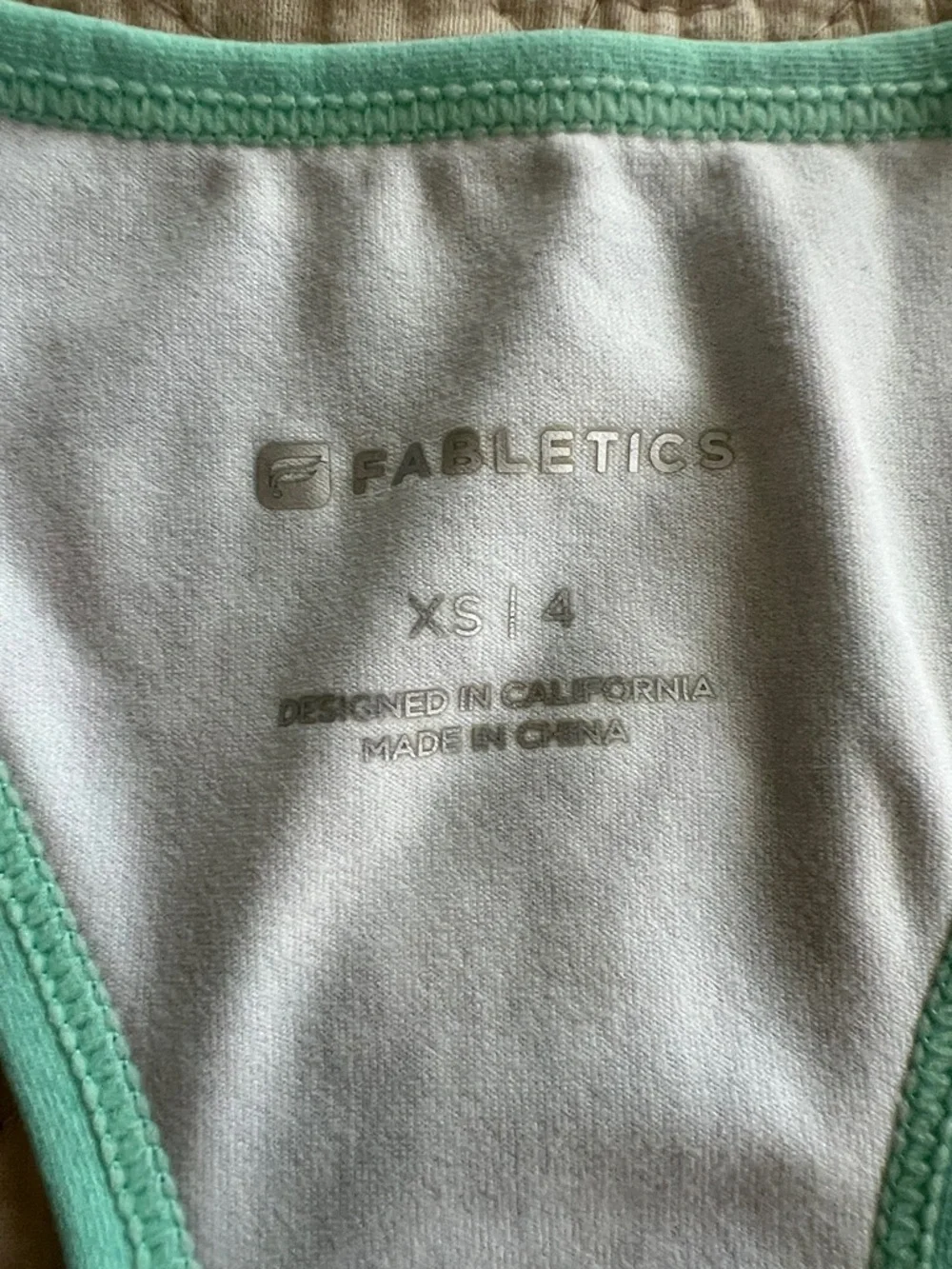 Fabletics Mint Racerback Tank with Patterned Insets - Picture 3 of 6